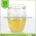 Embossed machine made clear glass mason cups